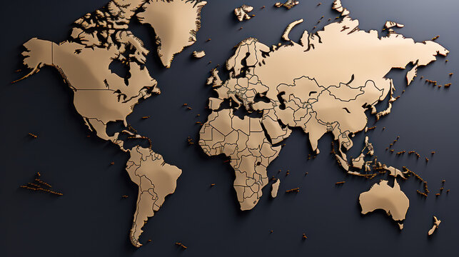 Essence of Earth: Minimalistic World Map Artwork. Generative AI