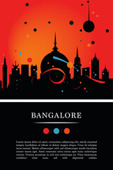 India Bangalore city poster with abstract shapes of skyline, cityscape, landmarks and attractions. Karnataka Indian state travel vector illustration for brochure, website, page, business presentation