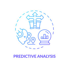 Gradient predictive analysis icon concept, isolated vector, AI for SEO thin line illustration.