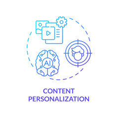 Fototapeta premium Gradient content personalization icon concept, isolated vector, AI for SEO thin line illustration.