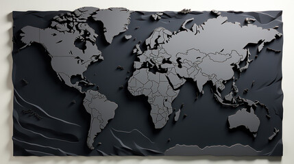 Simplicity Unveiled: Minimalistic Black and White World Map. Generative AI