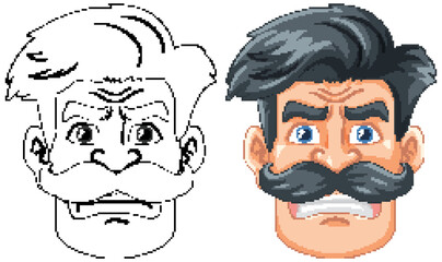 Angry Hipster Man with Mustache