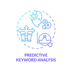 Gradient predictive keyword analysis icon concept, isolated vector, AI for SEO thin line illustration.