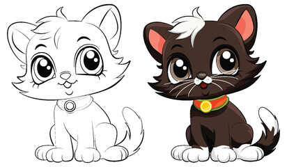 Coloring Page Outline of Cute Cat