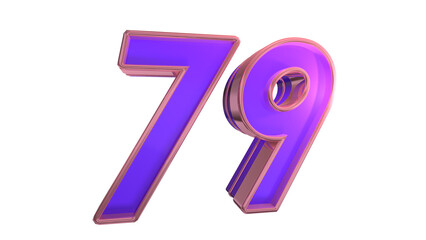 Creative clean purple glossy 3d number 79