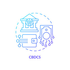 2D CBDCs gradient thin line icon concept, isolated vector, illustration representing digital currency