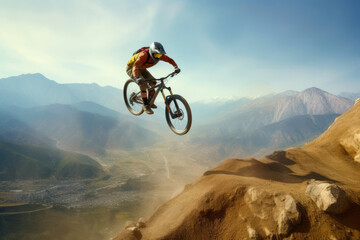 Rider Soars Above Rocky Terrain