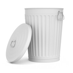 Clay render of open trash can - 3D illustration - 632838180