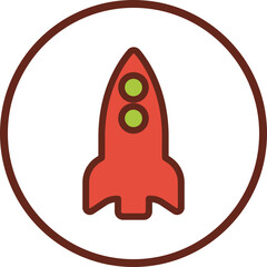 Naklejka premium rocket flat icon in circle.