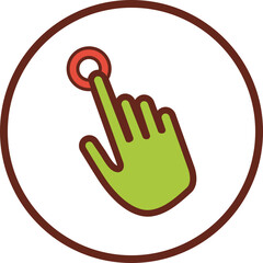 Fototapeta premium hand pointing flat icon in circle.