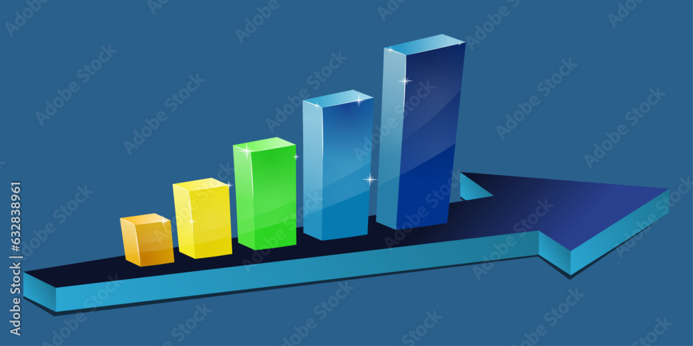 Poster an arrow on the floor, on which rectangles increase as you move along the arrow. infographic and arr
