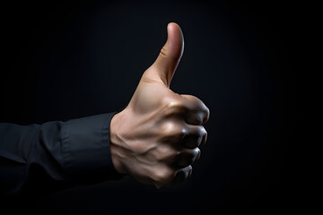 thumb up, hand, finger, like, realistic thumb up, hand language, good job, real hand, thumb up in black background