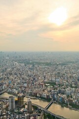 Fototapeta na wymiar Tokyo city views from the Tokyo Skytree, in Japan.