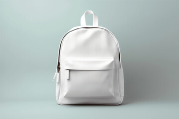 Black and white backpack on wooden table. Back to school concept.