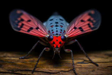 Fototapeta na wymiar Vibrant Spotted Lanternfly in Full View