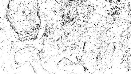 Grunge pattern of scratches, chips, scuffs. Strokes, dry brush on paper. Black and white old faded texture. Monochrome vintage background. Dirty in stains and dust surfac