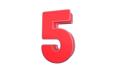 Fototapeta premium Creative clean Red glossy 3d number 5
