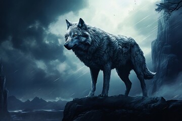 wolf howling by full moon
