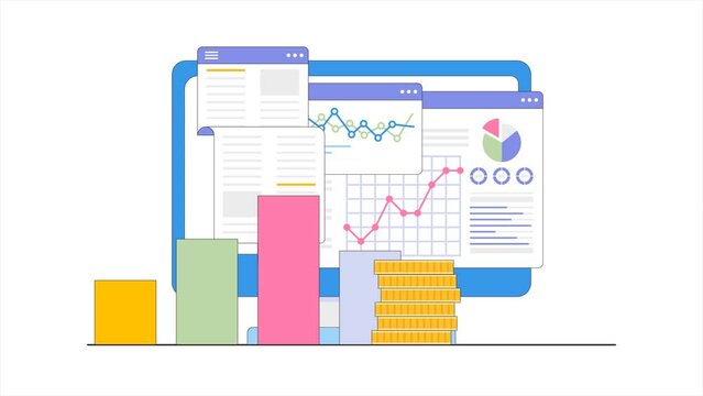 Animation Footage of financial administration, calculating payment, salary or taxes concept.