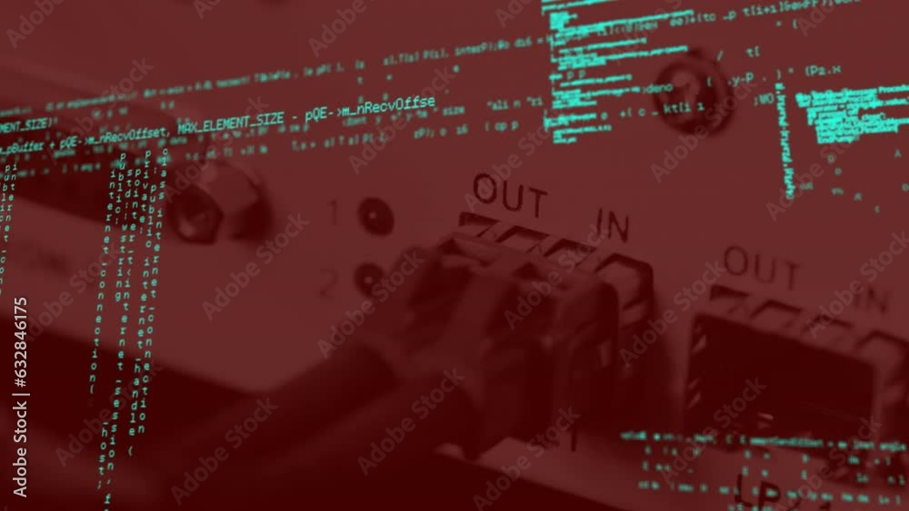 Poster animation of data processing against close up of a computer server