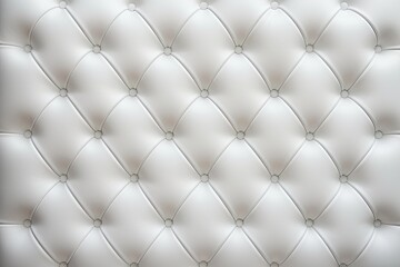 Padded white leather upholster pattern. Quilted leather texture with buttons