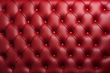 Fototapeta premium Padded red leather upholster pattern. Quilted leather texture with buttons