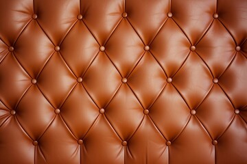 Padded brown leather upholster pattern. Quilted leather texture with buttons