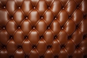 Padded brown leather upholster pattern. Quilted leather texture with buttons