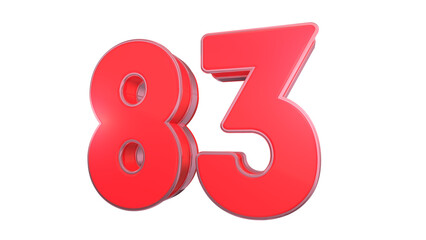 Creative clean Red glossy 3d number 83