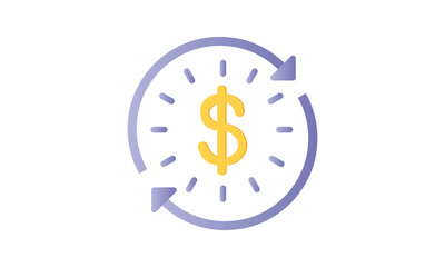Time is money icon, dollar with clock linear sign.on white background.Vector Design Illustration.