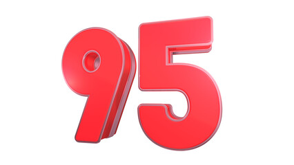 Creative clean Red glossy 3d number 95
