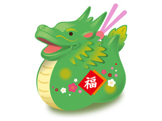 2024年・干支・辰年・龍の置き物イラスト