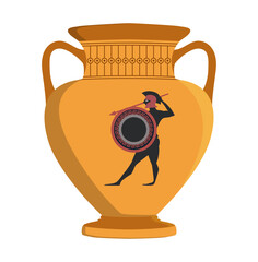 Ancient amphora container in flat vector style