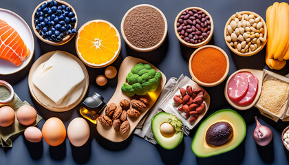 Obraz na płótnie Canvas Food products representing the nutritarian diet