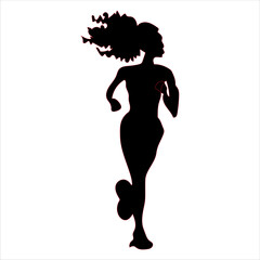 A girl running style avatar art in black and white