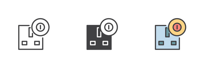 Type G socket power different style icon set