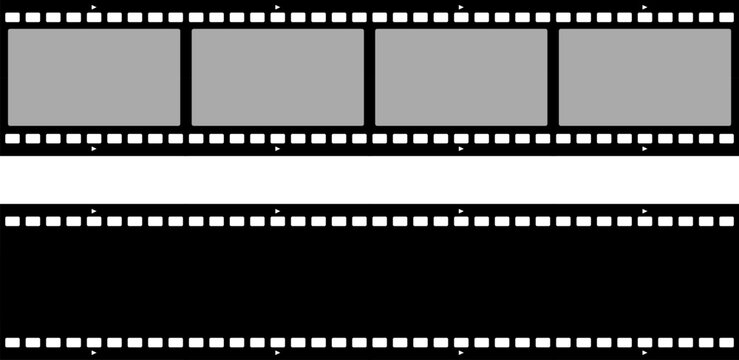 Grunge film strips. Old retro cinema movie strip. Video recording. Vector illustration.