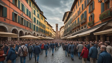 Folla in una strada italiana