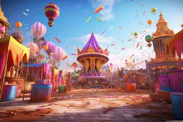 carnival festival themed background, 3d