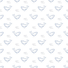 seamless vector pattern with whales