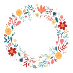 Beautiful Floral Frame design in circle, AI generated Image