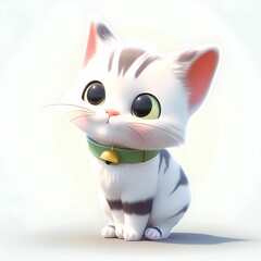 Cute chibi cat on isolated background, generative by AI tool