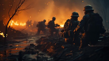 Heavily Armed Soldiers Holding Rifles In War