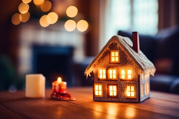 Christmas toy cottage, holiday time, country style decor and cosy atmosphere in the English...
