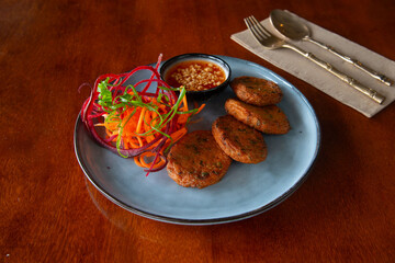 Food in display for the photo shoot in Tokyo, Japan. Nowadays in 2022, people rely on the food delivery service 