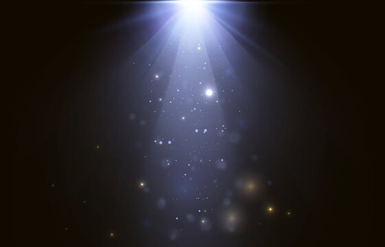 Searchlights. Light effect stage for presentation illuminated by spotlights. Vector illustration.