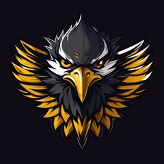 Eagle mascot, black and golden color, AI generated Image