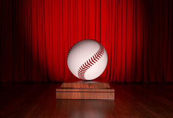 Baseball, Red Curtain and Theater Stage Image, Stage Image