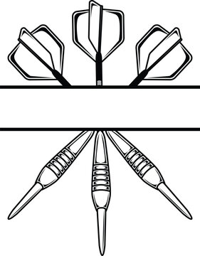 Darts logo club with blank label tags. Darts icon logo