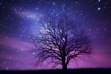 silhouette of a tree in the night